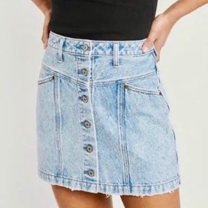 A&F Button-Up Denim Mini Skirt